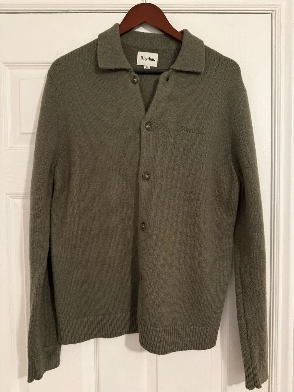 Mohair Button Up Knit Natural by Rhythm.